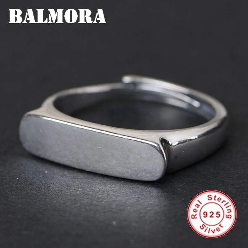 

BALMORA 100% Pure 925 Sterling Silver Stackable Ring For Women Men Chic Ring Adjustable Open Finger Ring Jewelry Gift Anillo