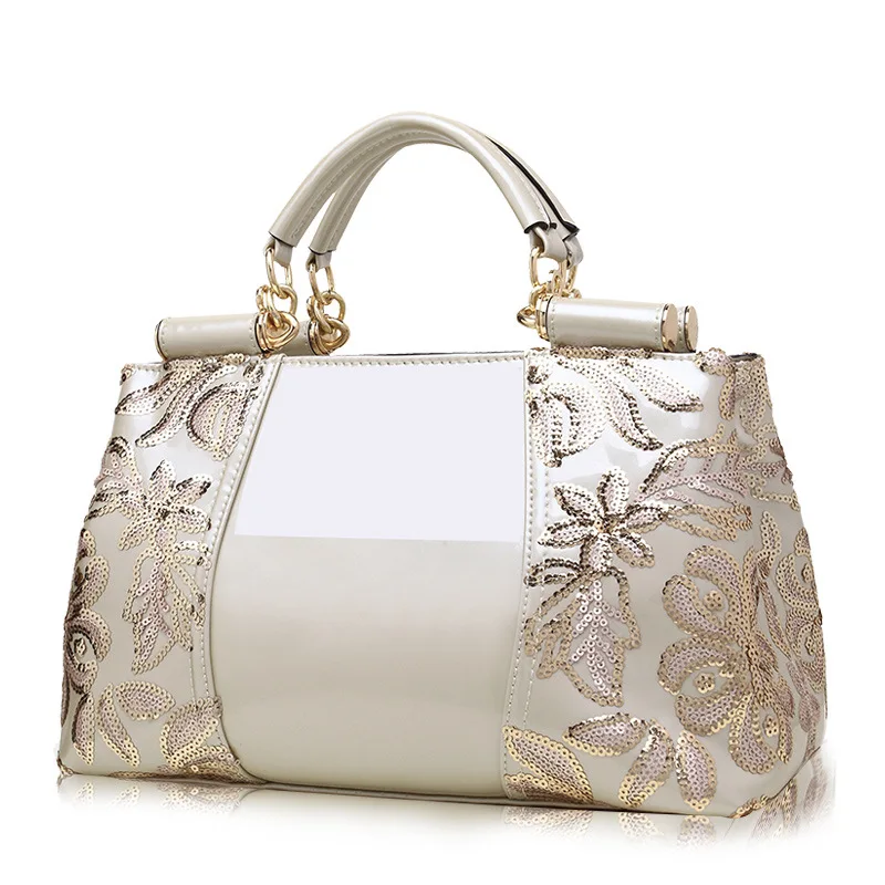 

2021 New High-end Counters Authentic Fashion Patent Leather Hand-held Genuine Leather Handbags Brand Bags Approved Ladies Bags
