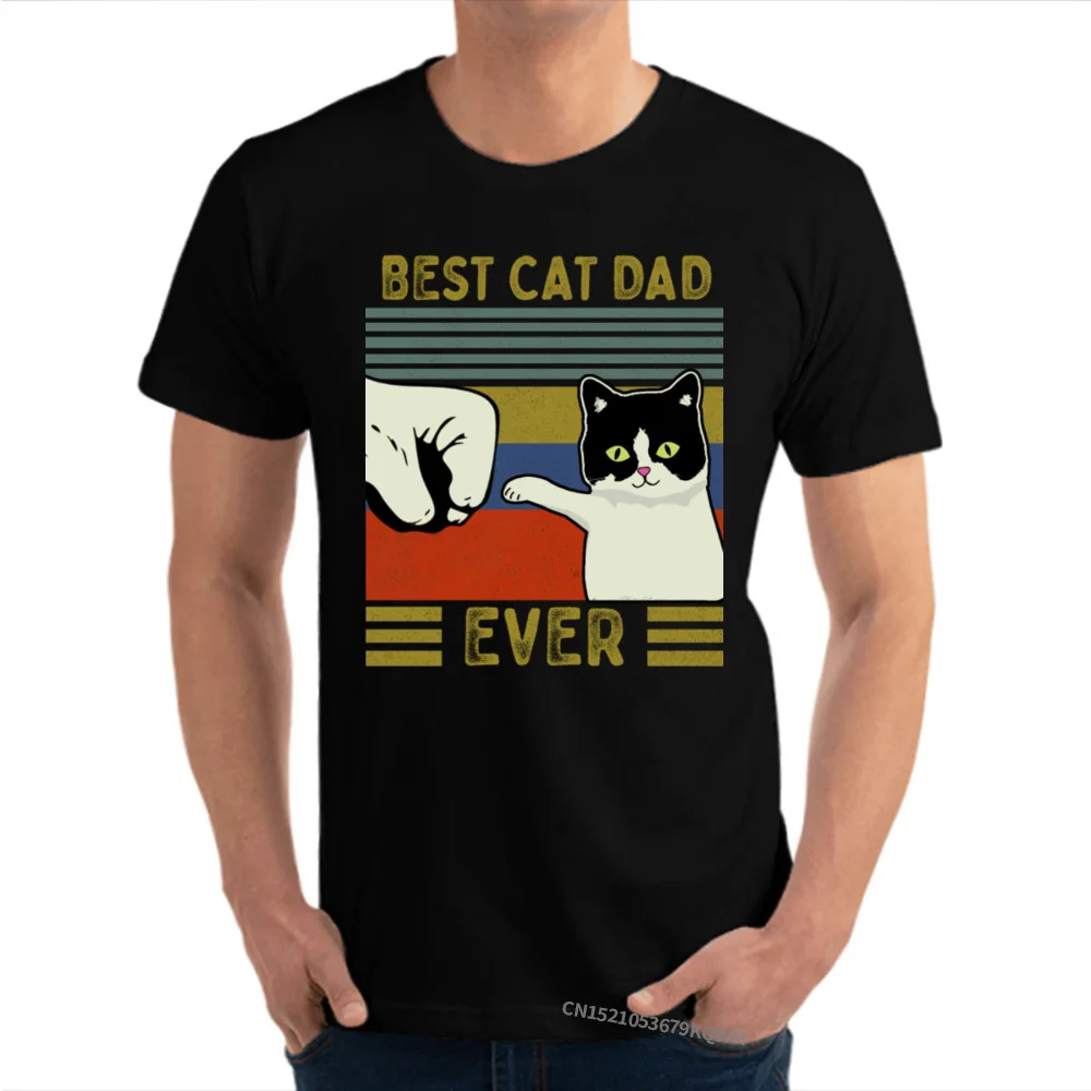 Винтажная футболка с надписью Best Cat Dad Ever Bump Camisa повседневные мужские топы из 100%