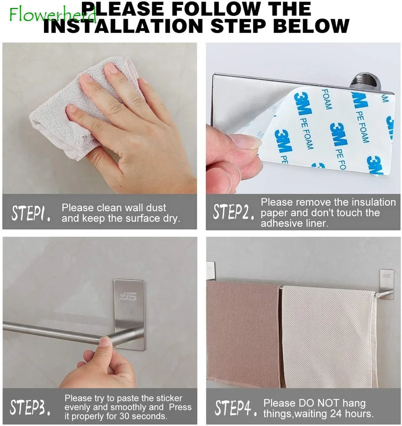 Держатель для полотенец вешалка клейкие направляющие из нержавеющей стали Полка