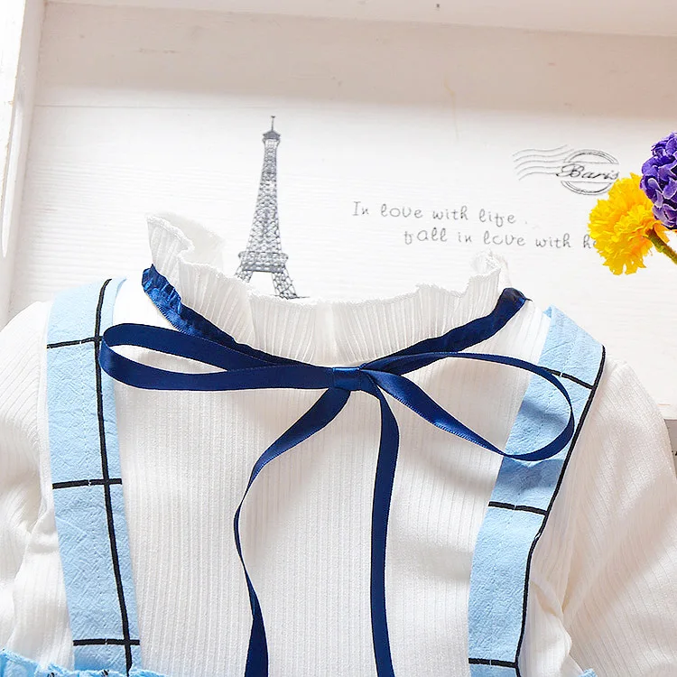 2019 весеннее платье для маленьких девочек Хлопковое детское в клетку с длинными