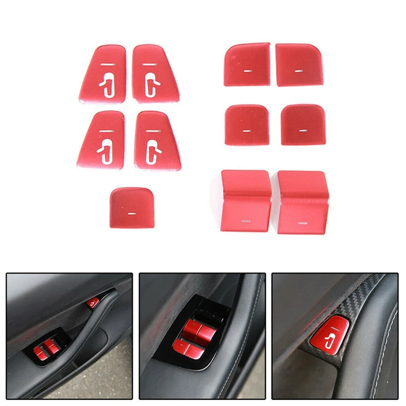 

11PCS for Tesla Model 3 2017- 2020 Window Lift Switch Buttons Door Open Covers Stickers Trim