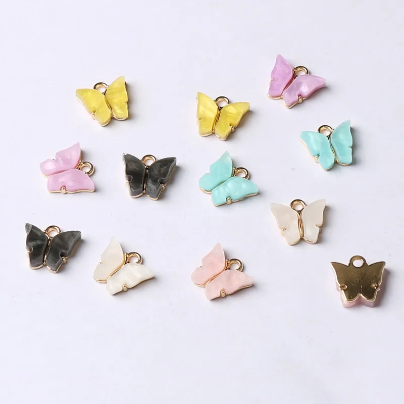 10 шт./лот трендовые акриловые подвески в виде бабочек из сплава милые DIY Подвески