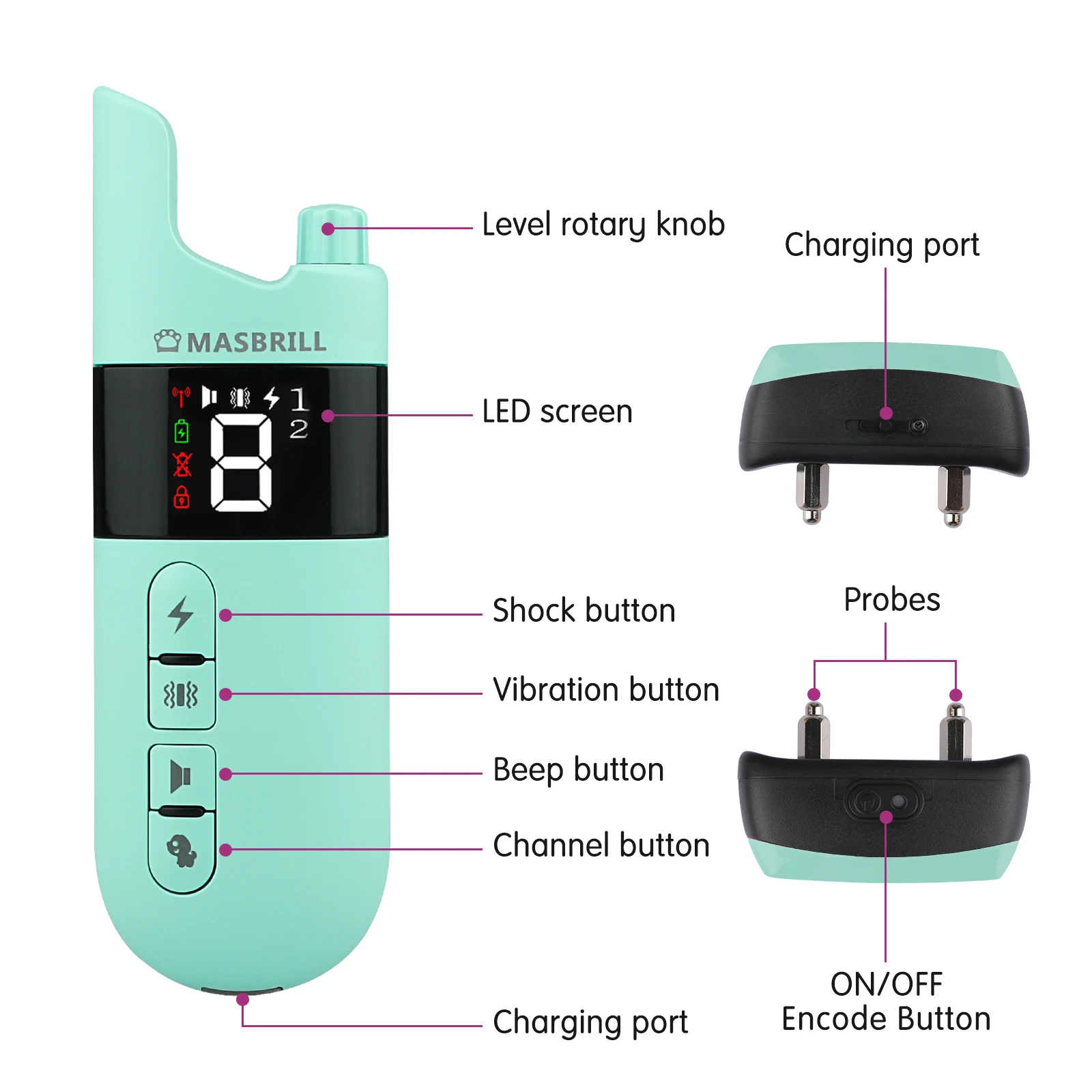 Ошейник для дрессировки собак с электрошоком звуковой сигнал вибрация звук