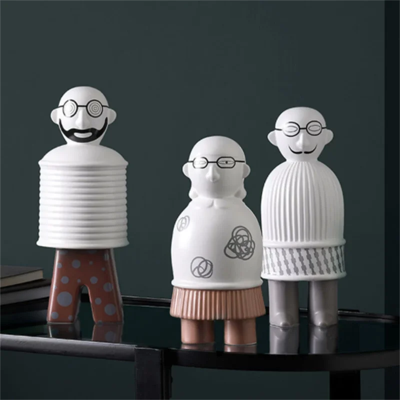 

Nordic Ceramic Statue Light Luxury Abstract Sculpture Home Decor Ornaments Simple Figurine Crafts Living Room Desktop Decoration