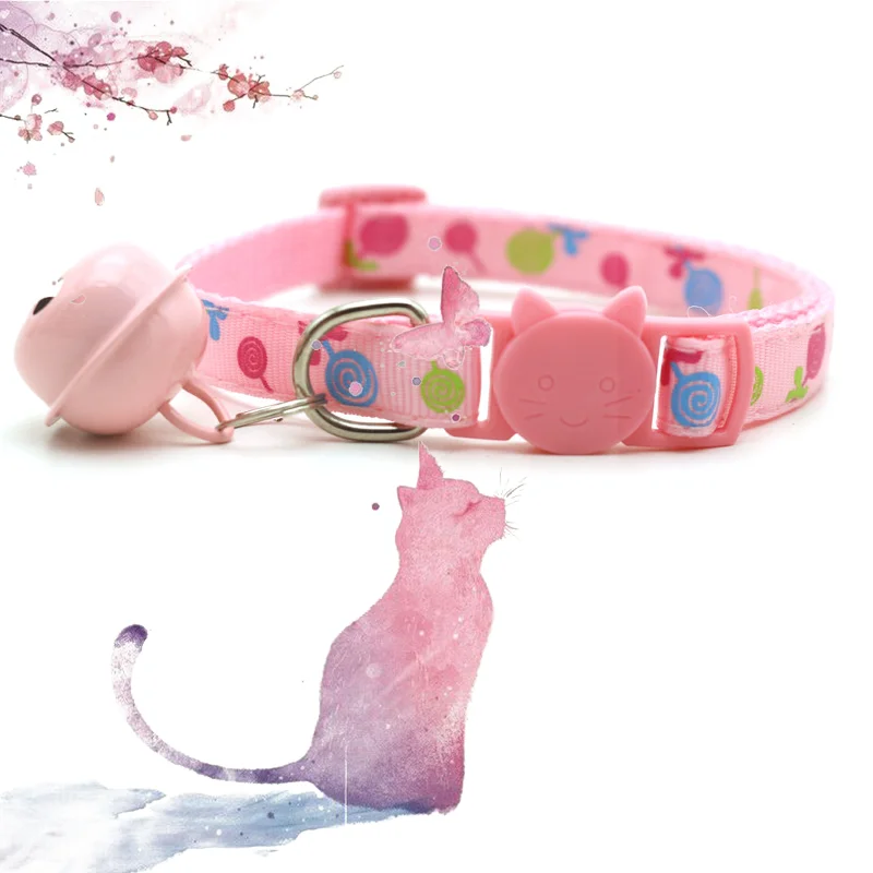 

Cats Bells Collars Adjustable Nylon Buckles Fashion Reflective Pet Collar Cat Head Pattern Supplies For Accessories cat leash