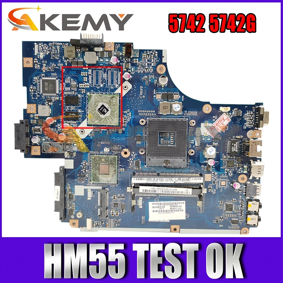 

AKEMY NEW70 LA-5891P Laptop motherboard for Acer Aspire 5741Z 5742G MBWJM02001 mainboard HM55 Free CPU