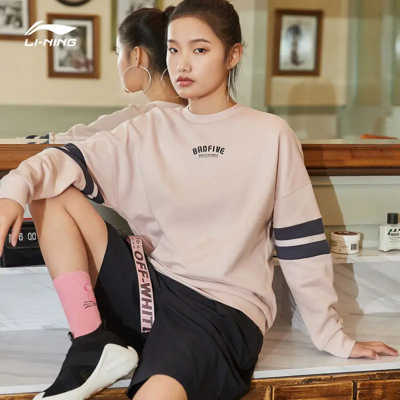 Li-Ning Женский Баскетбол BAD 5 свитер свободный крой 18% полиэстер 82% хлопок подкладка