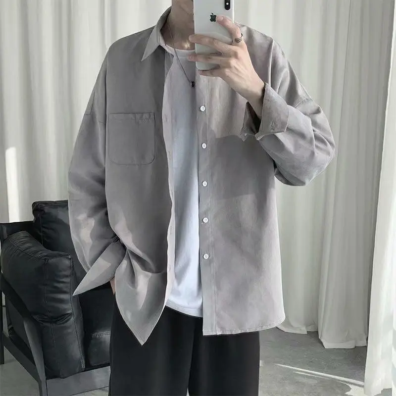 Autumn Spring Men's Shirt  Casual Long Sleeve Shirt High Quality Men Clothing  Loose Shirt Men tops Oversized Men Clothes