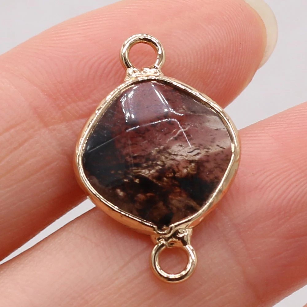 

Natural Stone Gem Black Rutilated Quartz Diamond Gilded Connect Handmade Crafts DIY Necklace Earrings Jewelry Accessories Making