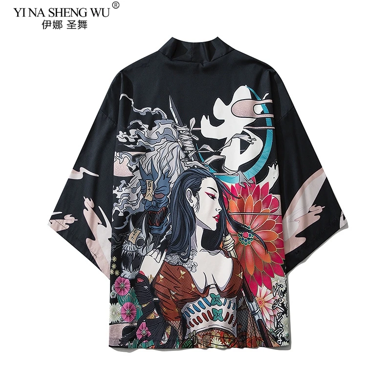 Японское кимоно мужской кардиган Повседневная рубашка блузка Yukata для мужчин