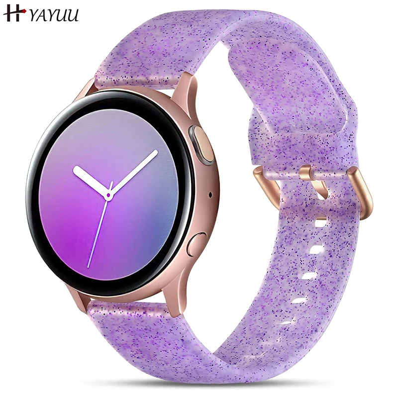 

YAYUU 20mm Strap for Samsung Galaxy Watch Active 2 40/44mm Shiny Bling Glitter Silicone Bands for Galaxy Watch 4/4 Classic
