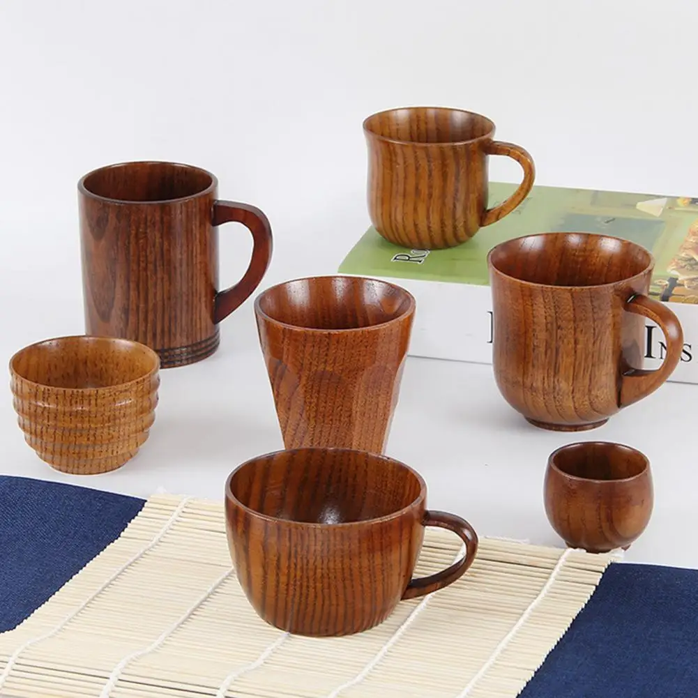 

Wooden Cup Reusable Tea Coffee Milk Wine Heat Insulation Water Drinkware Gift