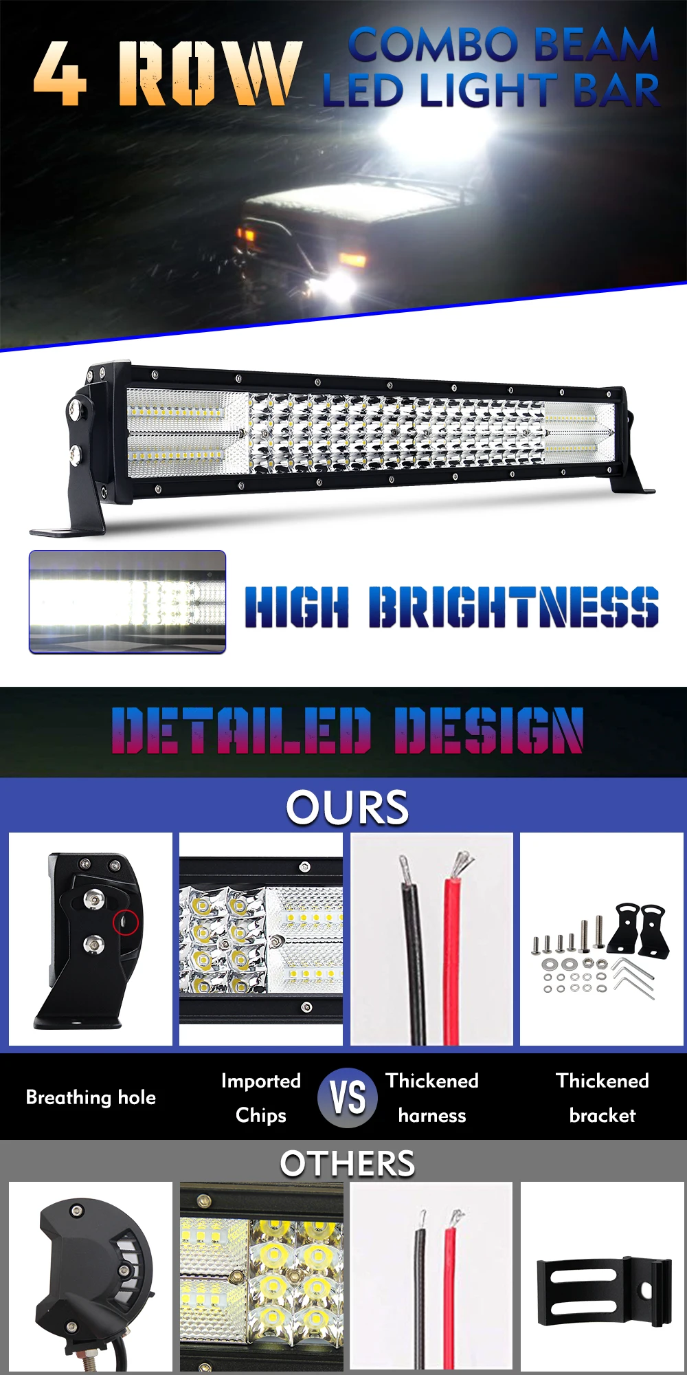CO LIGHT 4 ряда 384 Вт 564 Вт 744 Вт 888 Вт 924 Вт 4x4 Рабочая Светодиодная панель для внедорожников комбинированный пучок лучей светодиодных фонарей для 4WD 4x4 автомобилей Грузовик внедорожник ATV 12 в 24 В