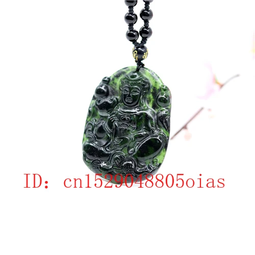 Натуральный черный зеленый нефрит обсидиан Гуаньинь кулон Бусы Ювелирные