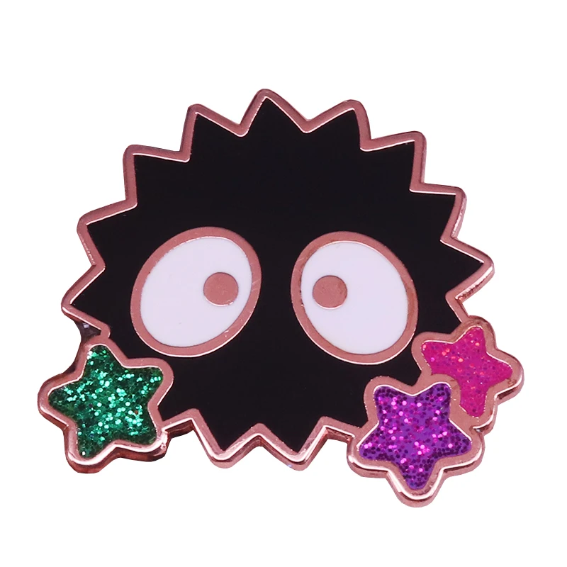Эмалированная булавка Soot sprite брошь с блестящими радужными звездами значок