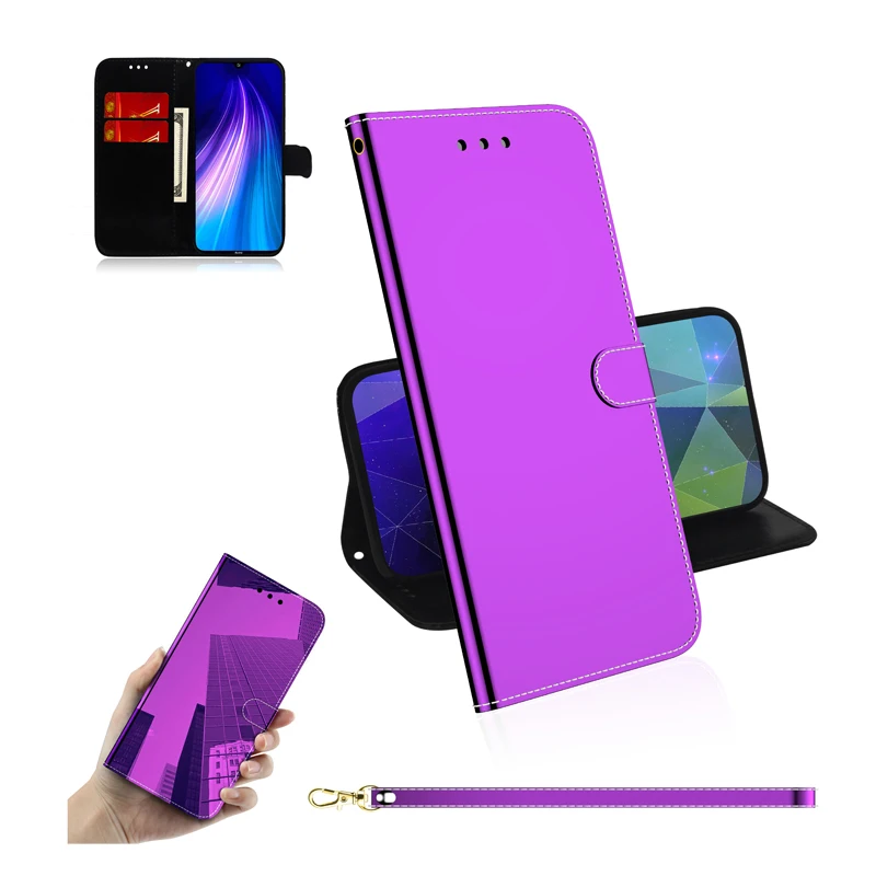 Кожаный зеркальный Чехол книжка для Xiaomi Redmi Note 8T 8 8A 7 7A Note7 K20 9T CC9E Note10 Магнитный