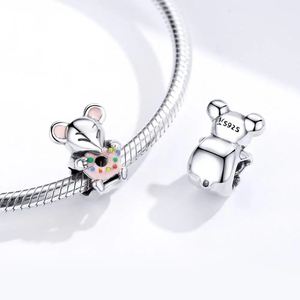

Real 925 Sterling Silver Little Mouse Beads Animal Charms Fit Original Bracelet Pendant For Women Jewelry Making