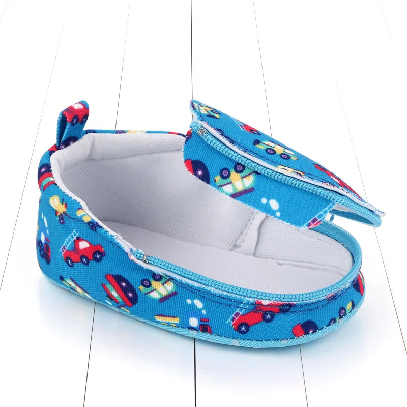 

Baby Girl Breathable Cartoon Print Anti-Slip Side Zipper Sneakers Toddler Soft Soled Walking Shoes Newborn Toddler Infant Shoes