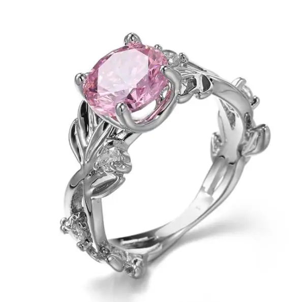 pink Роскошные большие синие/розовые овальные кольца с кристаллами CZ для женщин, свадебные, вечерние, 925 пробы, Серебряное очаровательное кольцо, модные ювелирные изделия anillos - Цвет основного камня: pink