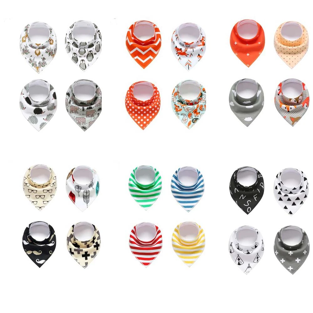 

4Pcs/Lot Baby Bibs Triangle Scarf Cotton Cartoon Child Baberos Bandana Bib Babador Dribble Bibs Newborn Slabber Absorbent Cloth
