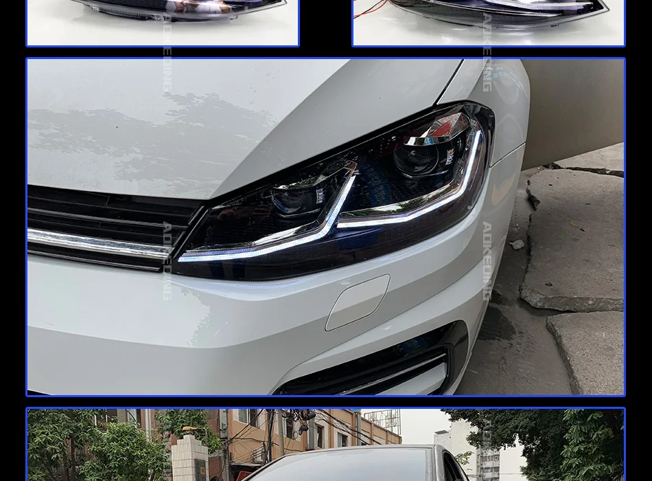 Фара для VW Golf 7 MK7 фары для гольфа 7,5 R линия дизайн Противотуманные фары Дневные ходовые огни H7 светодиодный Биксеноновая лампа автомобильные аксессуары