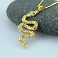 gold color link chain snake pendant necklaces women punk clavicle choker necklace fashion statement jewelry gift