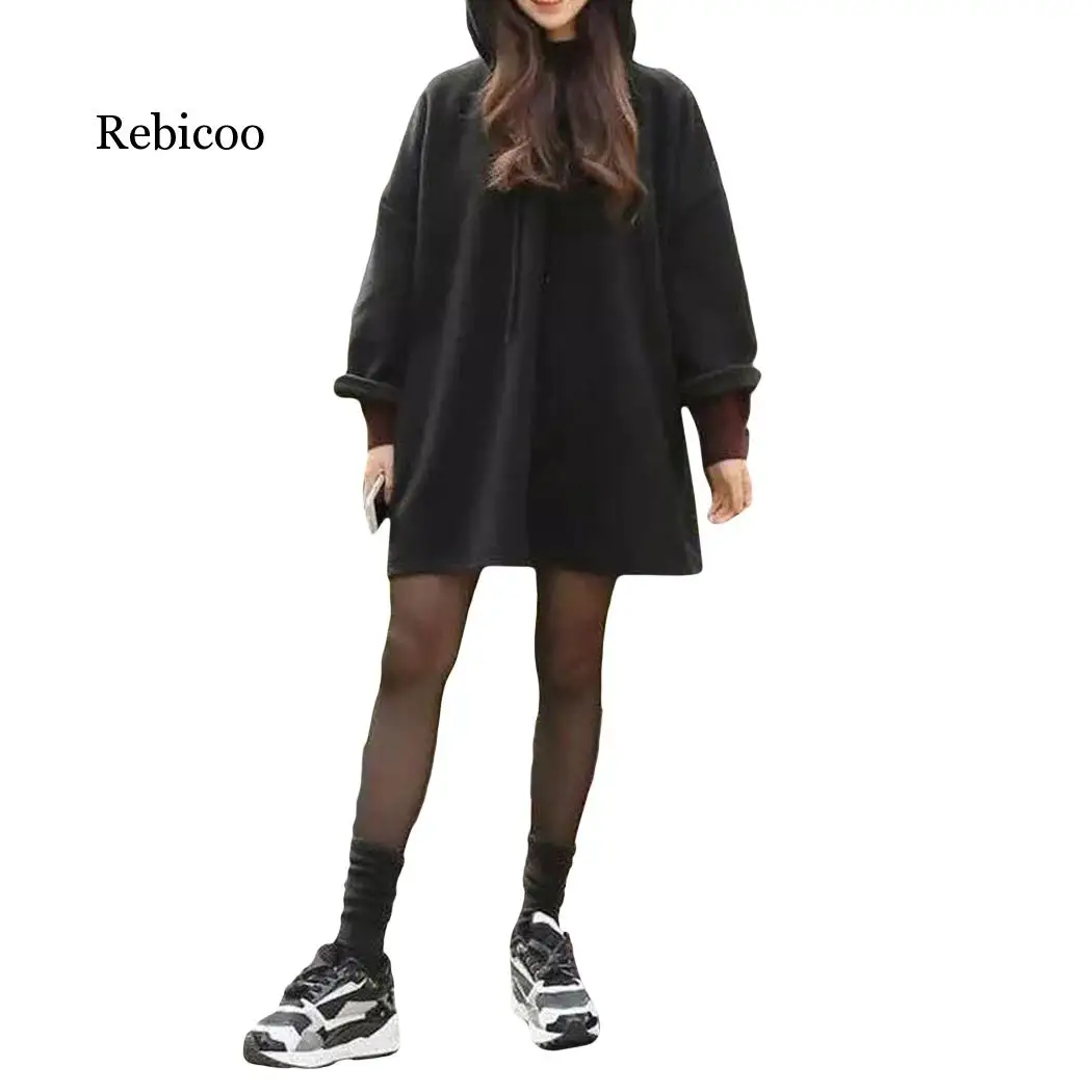 

2019 Autumn Spring Women Hoodies Harajuku Long Sleeve Loose Hooded Sweatshirt Fashion Ladies Oversized Hoody Pullover Vestidos