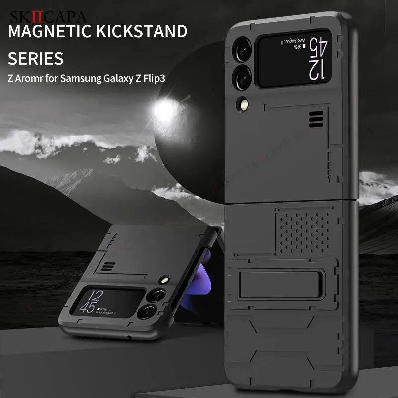 invisible bracket phone case for galaxy z flip3 5g heavy duty protection cover for samsung z flip 3 armor shockproof phone cover free global shipping
