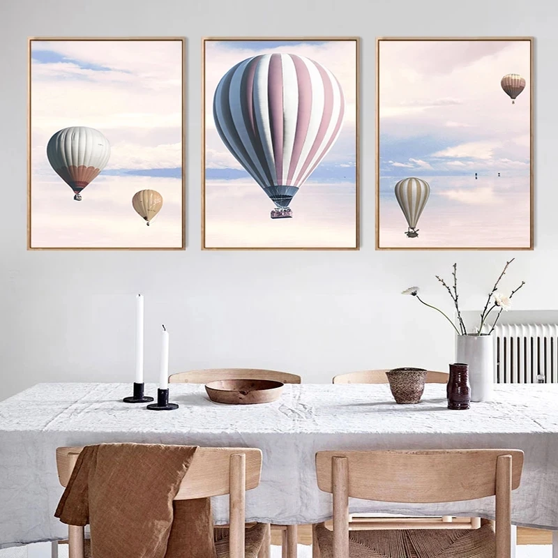 

Abstract Pink Balloon Sky Scenery Paintings Wall Art Nordic Canvas Posters and Prints Living Room Bedroom Corridor Decoration