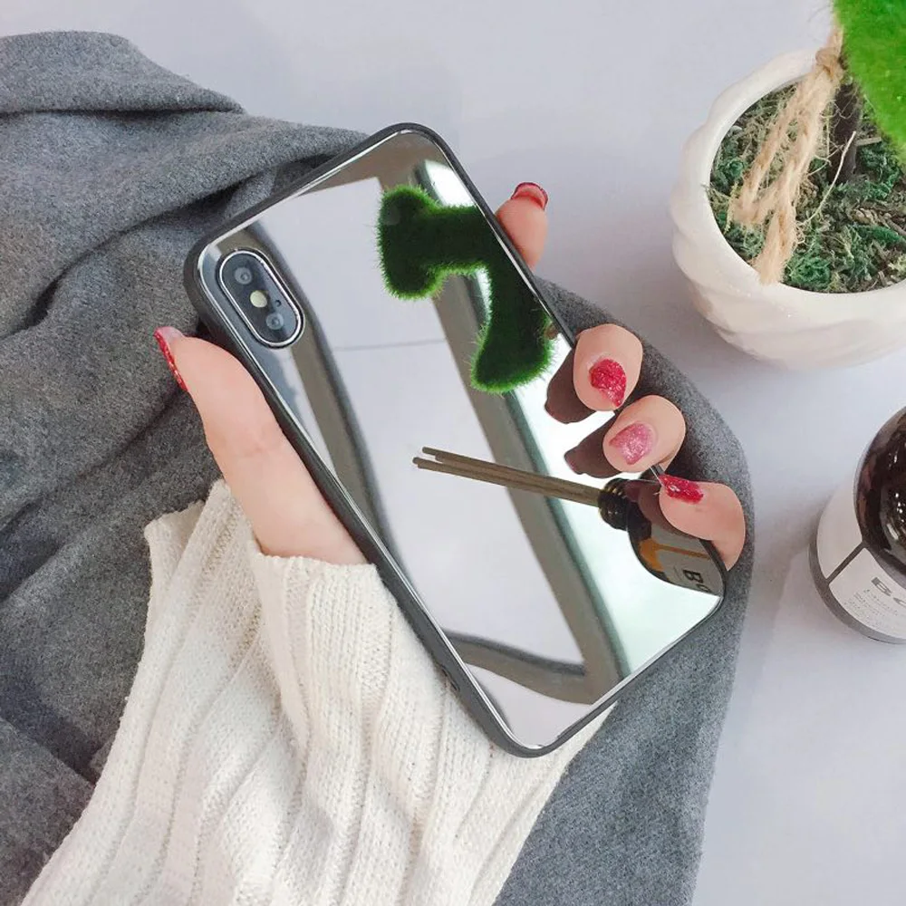 

Makeup Mirror Phone Case for iPhone 12 11 Pro Max Mini XS XR X Acrylic Protection TPU Cover for iPhone 8 7 6S Plus SE 2020 Coque