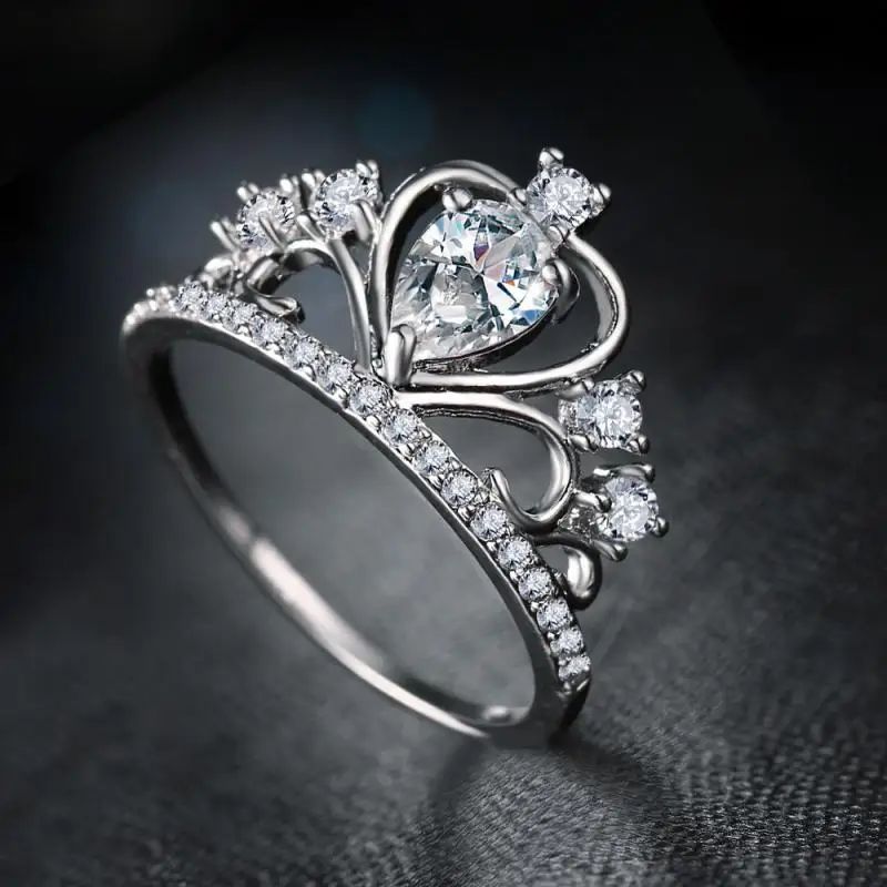 Принцесса Корона Серебряная корона стразы кольцо для женщин девушек Королева