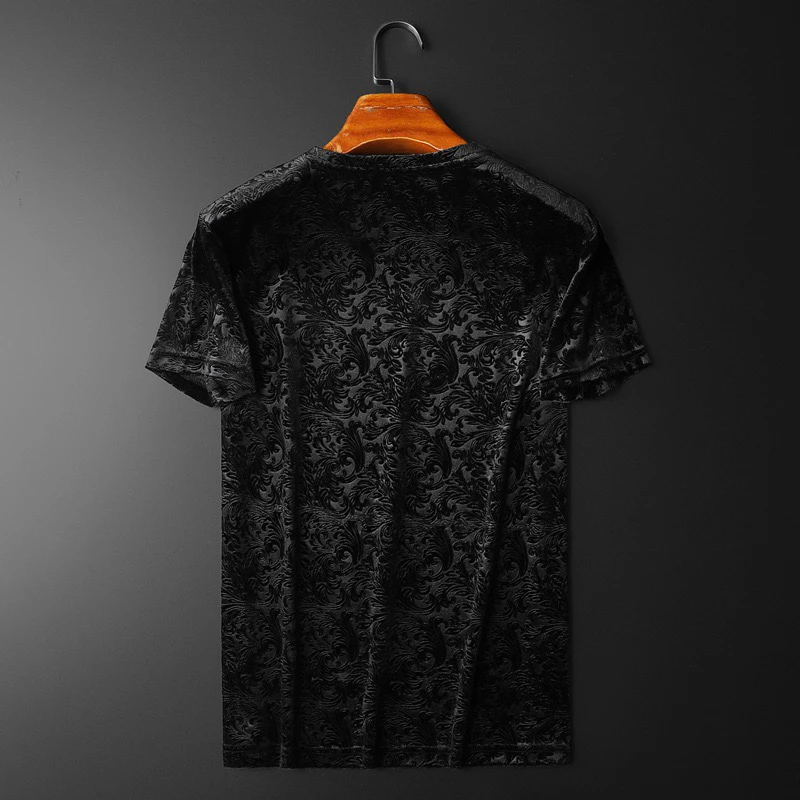 

Spring and summer men's gold velvet short-sleeved sports suit youth trousers casual two-piece suit