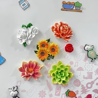 1pcs beautiful colorful resin summer flower shape refrigerator magnetic sticker decor anti slip refrigerator magnet for home