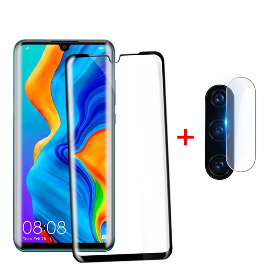 2 в 1 HD полное Защитное стекло для экрана huawei P30 Pro задняя камера защитная пленка