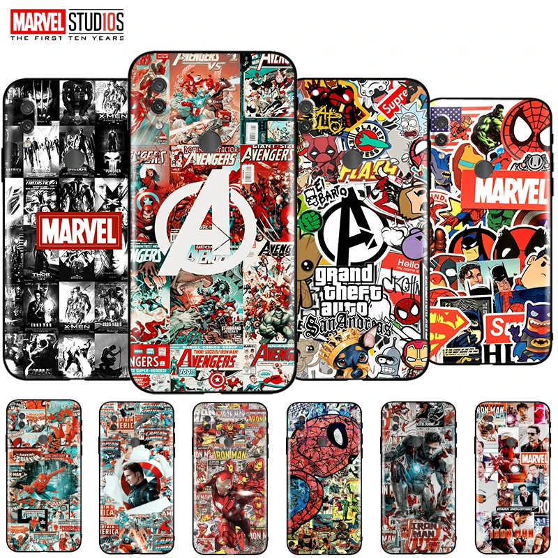 

Phone Case For Xiaomi Redmi Note 7 Pro 7S Soft Funda Cover Marvel Avengers Comics Iron Man SpiderMan Hulk Captain America Thor