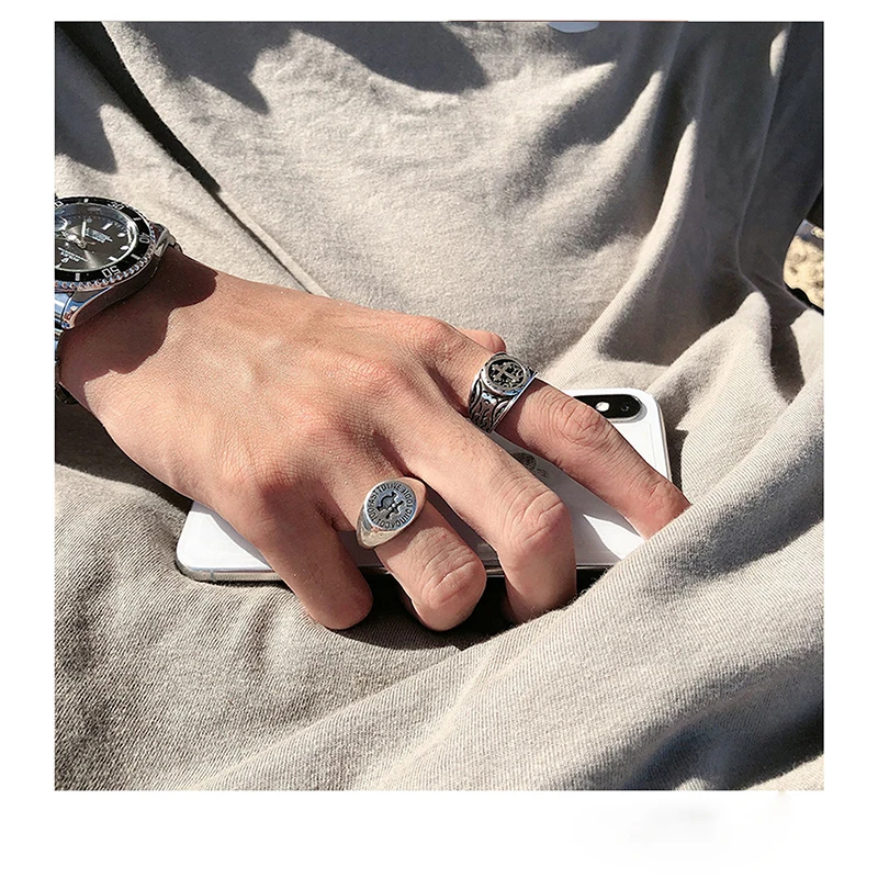 

New Cross Skull Ring Men And Women Opening Adjustable Ins Trendy Personality Silver Ring Jewelry Accessories