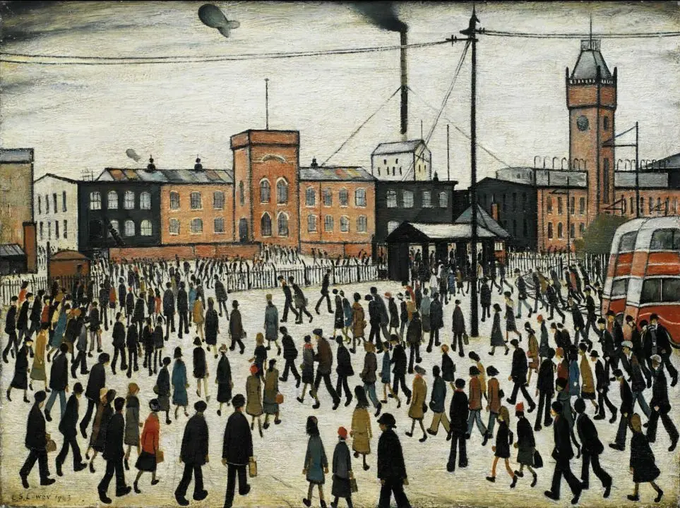 

LS Lowry Going To Work 1943 METAL TIN SIGN POSTER WALL PLAQUE
