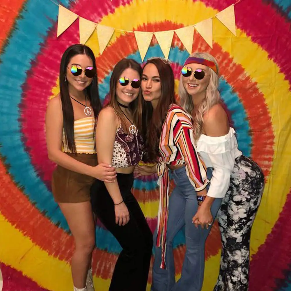 Набор аксессуаров для одежды в стиле хиппи очки ожерелье и шарф с надписью мира