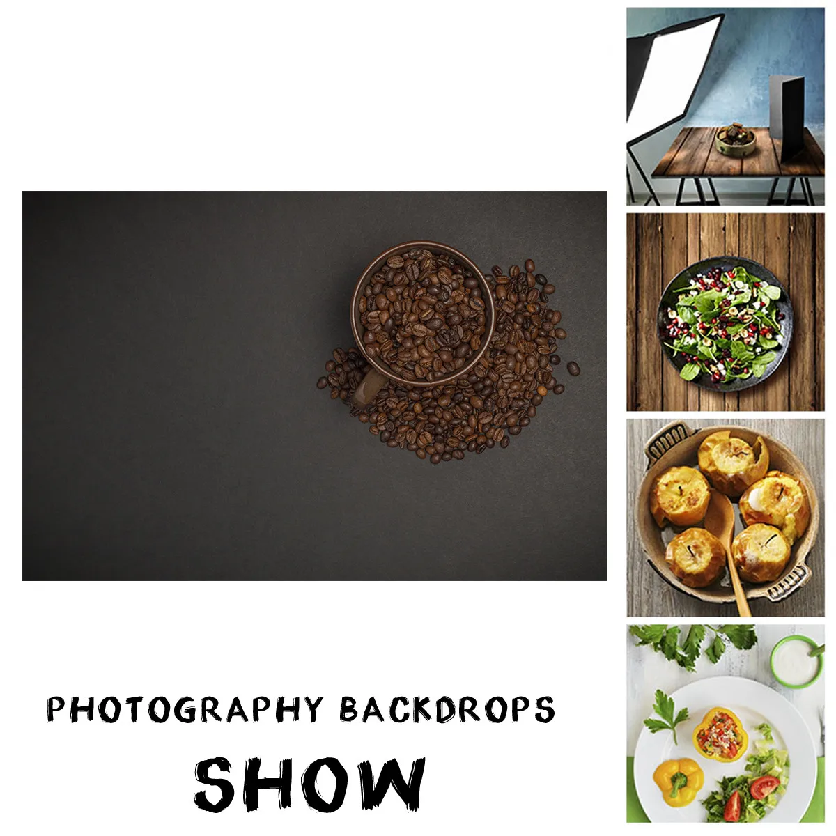 Виниловый фон для студийной фотосъемки с изображением сердца кофейных зерен