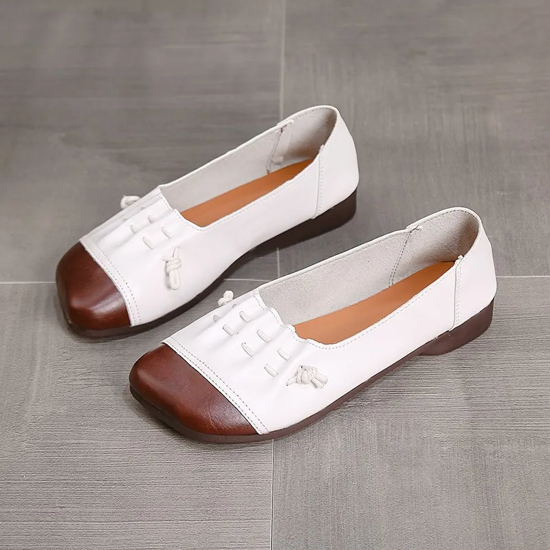 

2021 New Spring And Autumn Casual And Comfortable Fold Elastic Band Flat Bottom Square Toe Low-top Women's Single Shoes