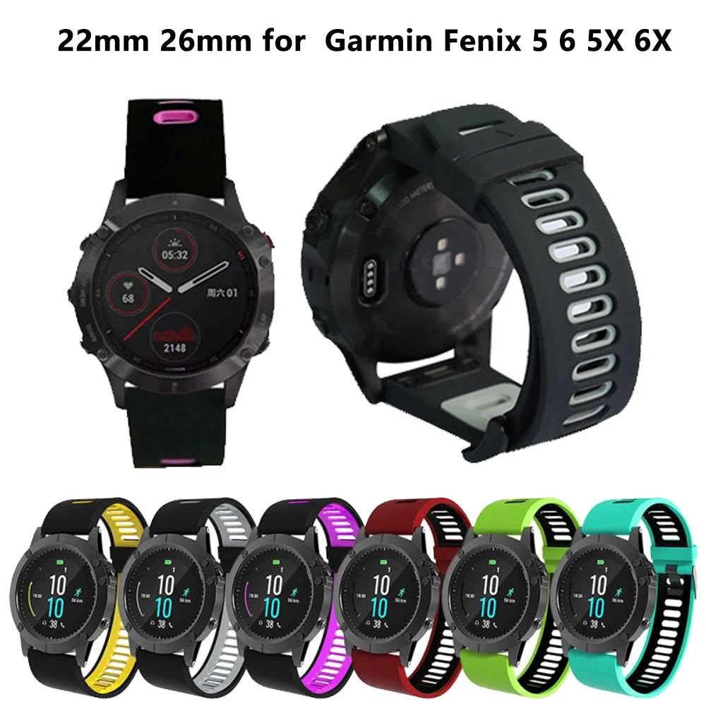 Ремешок спортивный для Garmin Fenix 6 6X 5X 5 3 HR D2 Forerunner 935 быстросъемный силиконовый