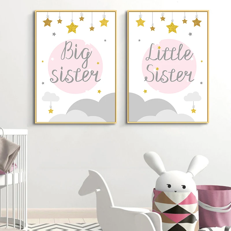 Большая и Little Sister холст картины плакат смешно детского принты для детской