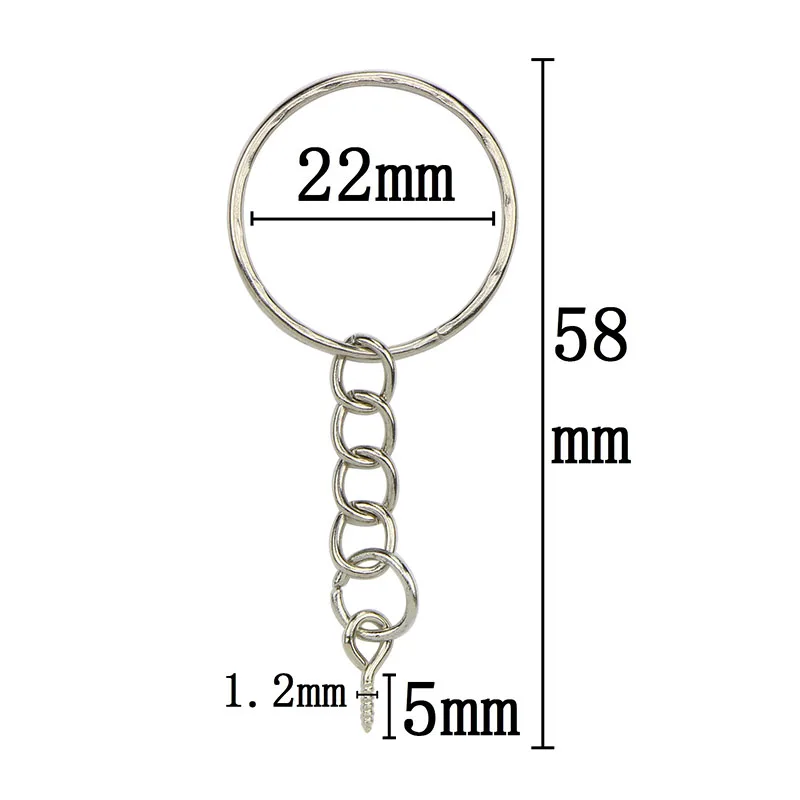 40Pcs /set Polished Key Ring Screw Eye Short Chain Split Connector DIY Jewelry Keychain Keyfob Accessories | Украшения и
