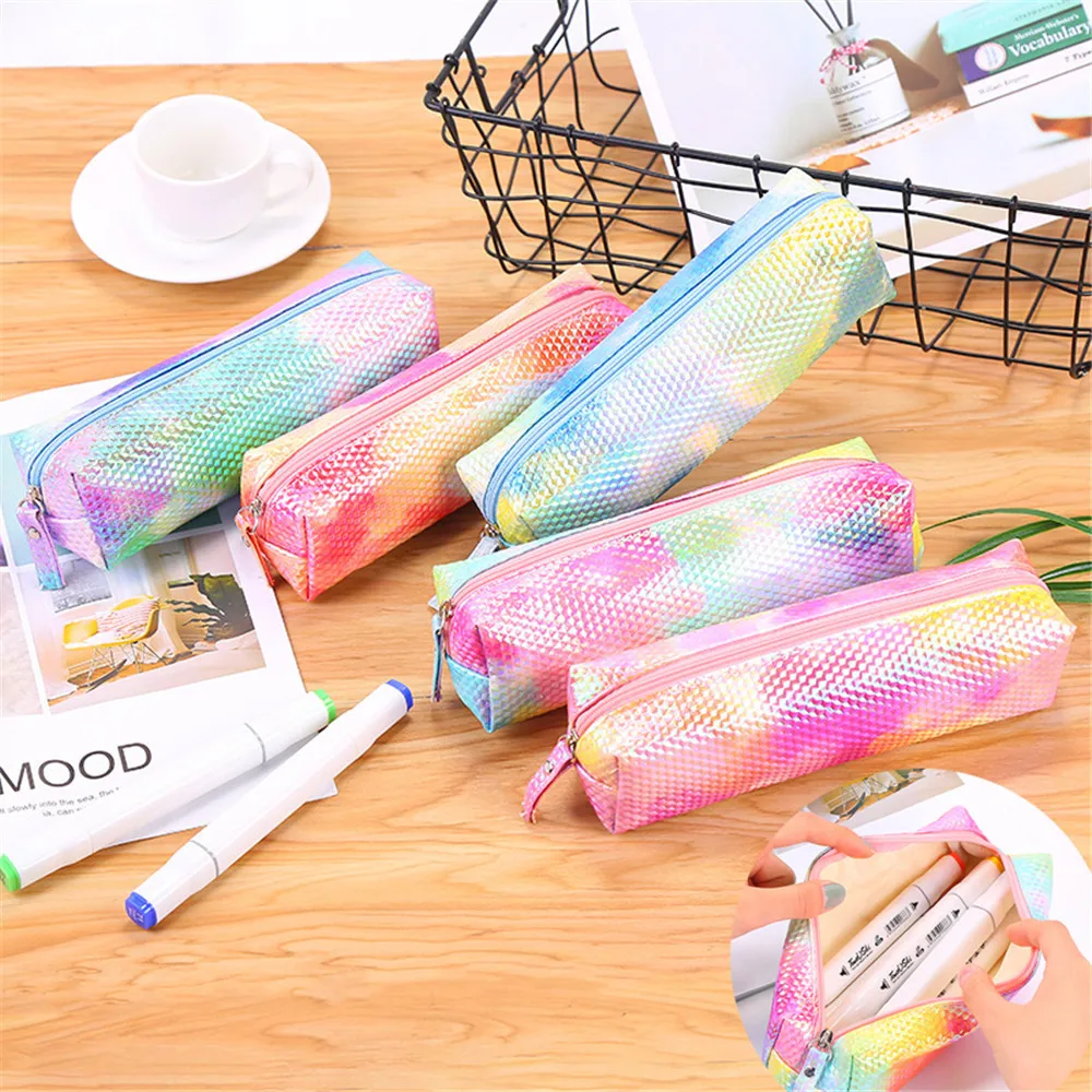 

Rainbow Color Pencil Cases Gradient Pen Pouch Kawaii Stationery Large Capacity Waterproof Pencilcase Pen Bag School Supplies