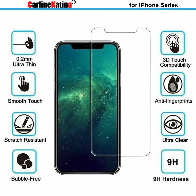 Закаленное стекло 9H для Iphone защитная пленка 12 Pro Max 11 XR Xs 8X10 4 4s 5 5s 5c SE 6 6s 7 Plus