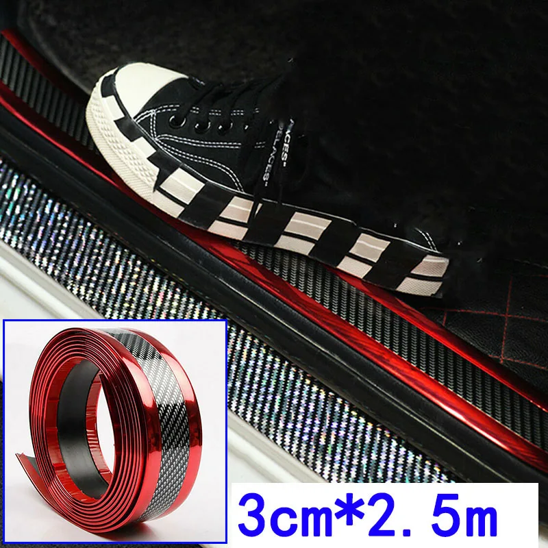 

Car Auto Carbon Fiber Pattern Door Sill Bumper Grill Strip Anti-Scratch Sticker