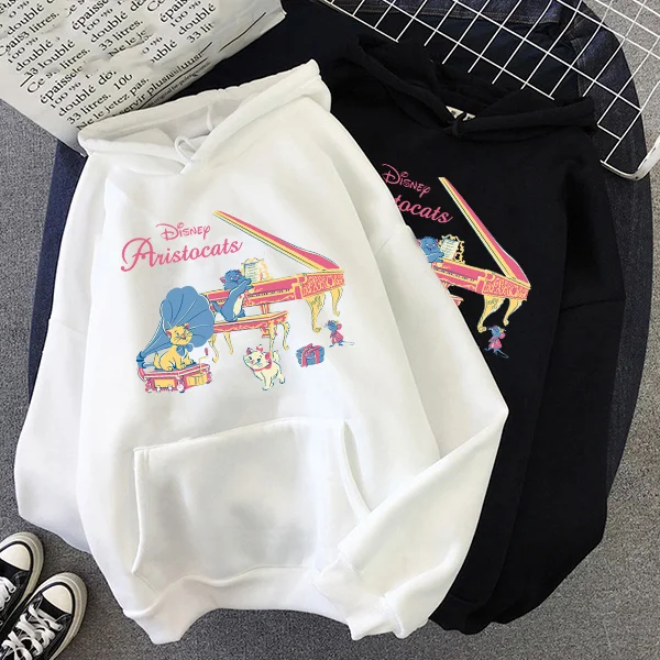 

Disney Womens Hoodie Cute Cat Mary Cat The AristoCats Print Hoodie Cartoon Top Long Sleeve Sweatshirt Fashion Hooded Lady