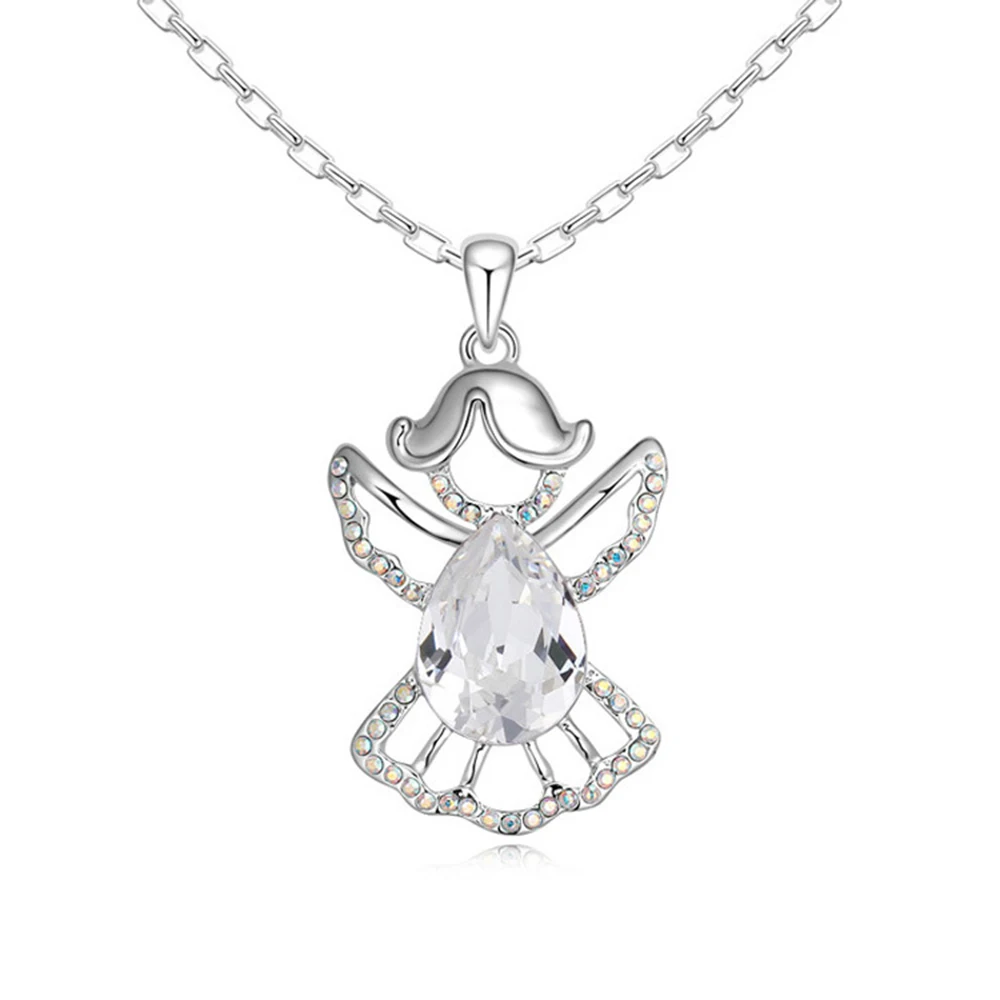 

Luxury 925 silver Austrian Crystal Angel Wings pendant necklace for women Jewelry Wholesale