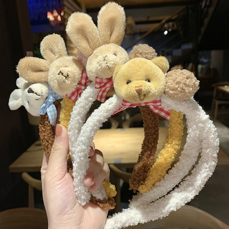 

Cute Animal Shaped Headbands Girls Autumn Winter Hairbands Ins Hair Accessories Kids Daily Hair Styling Tools Plush Headdress